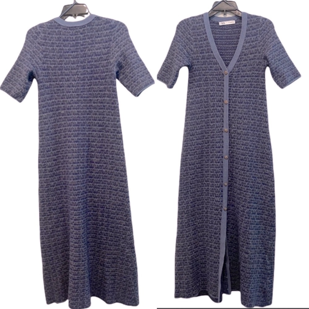 - Zara Blue long Sweater Dress. Size small. VGC